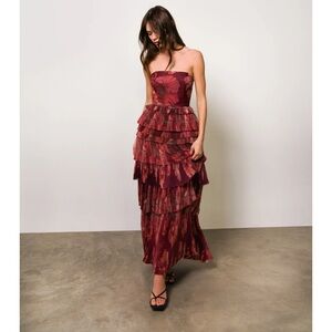 Hutch Nalina strapless tiered tulle gown